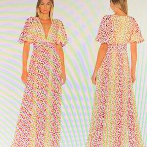 Rococo Sand Vibrant Leopard Print Maxi Dress